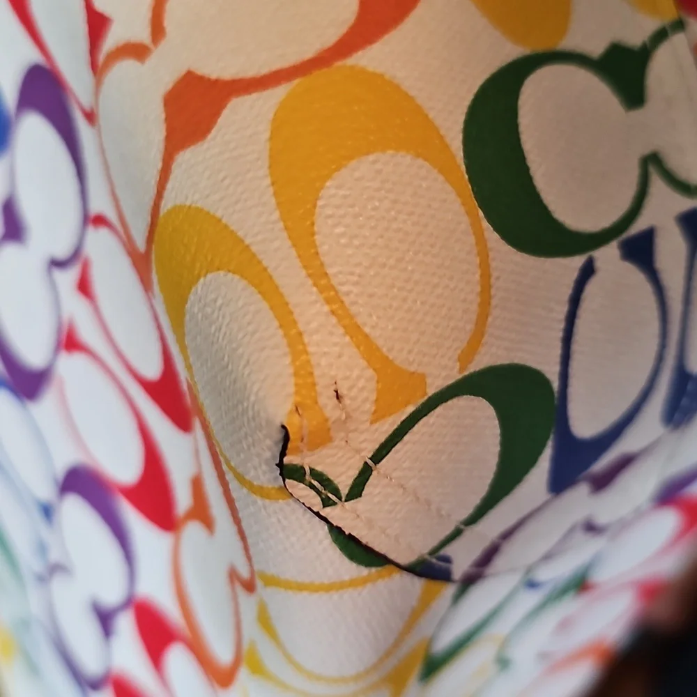 Coach Pride City Tote in Rainbow Signature Canvas & Leather Chalk - Picture 6 of 11